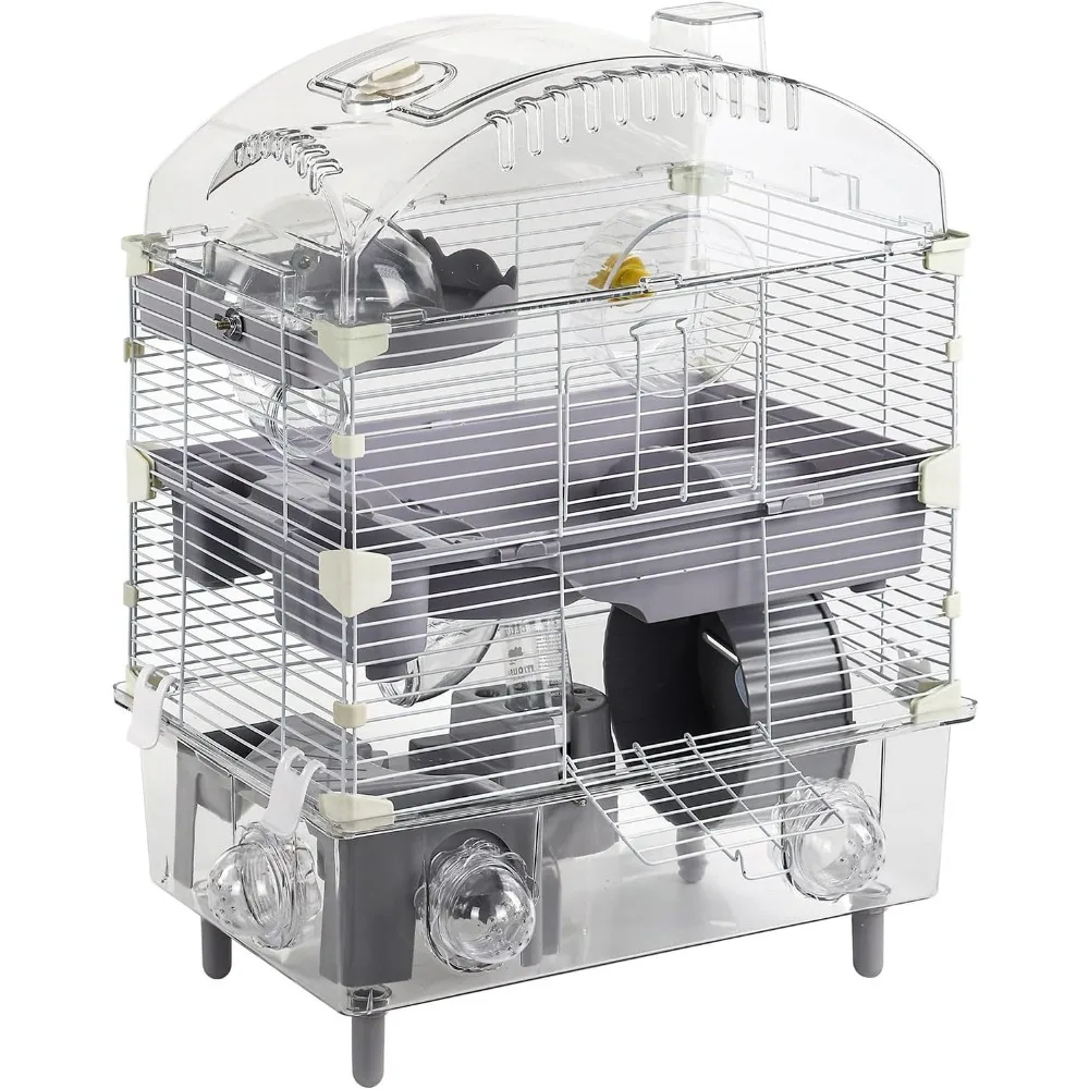 

Hamster Cage Starter Kit 18″Lx11″Wx23″H with 3 Platforms, 2 Combinations of Bathtub & Food Bowl & Steps, 2 Exercise W