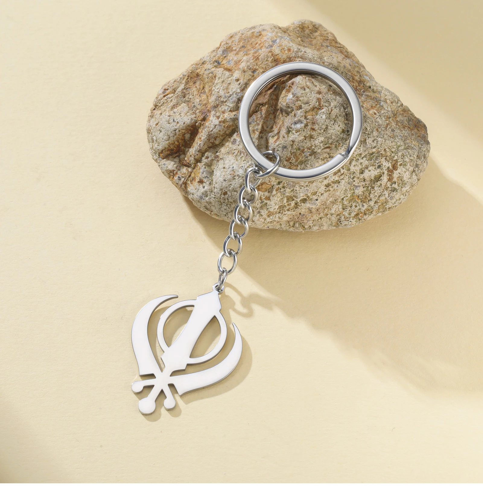 CoolTime 2026 Neuer Khanda Sikh-Symbol Schlüsselanhänger Edelstahl Goldfarben Religiöser Schmuck Amulett Schlüsselring Geschenk für Sikhs – Detail 11