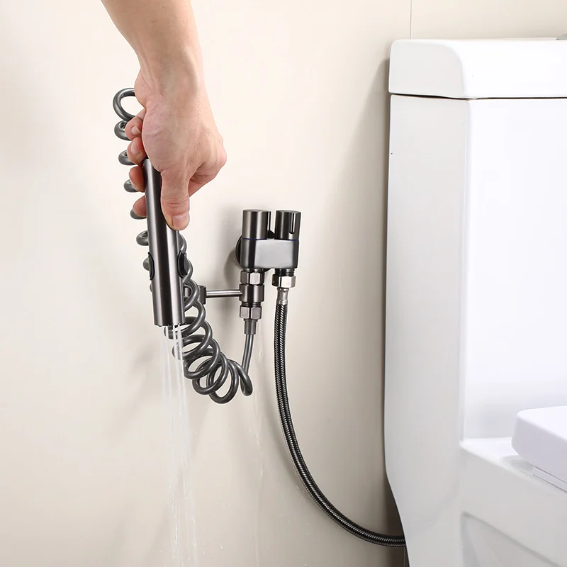 

Bidet toilet sprayer set spray water bathroom handheld bidet sprayer toilet shower double outlet angle valve toilet accessories