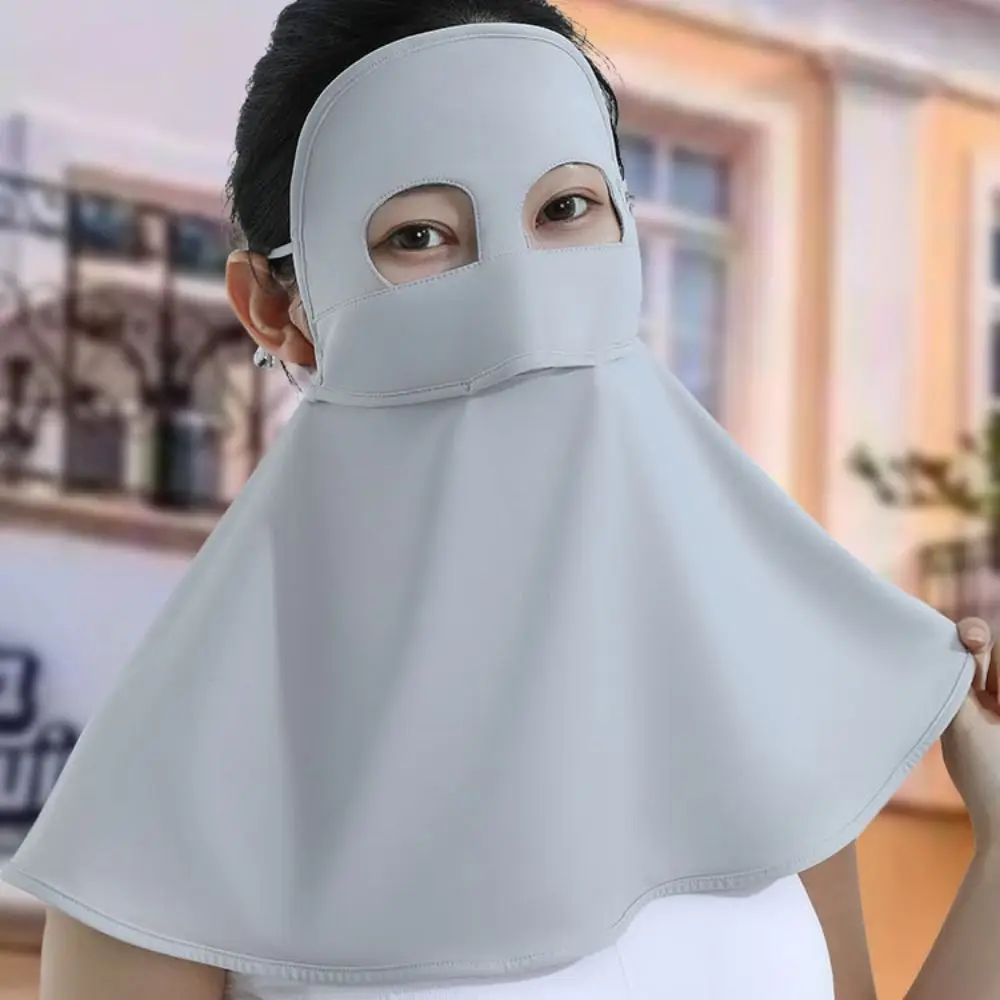جديد الحرير الجليد قناع الحماية من الشمس كامل الوجه UPF50 + المضادة للأشعة فوق البنفسجية وشاح للرقبة الغبار تنفس ظلة قناع الوجه في الهواء الطلق #2