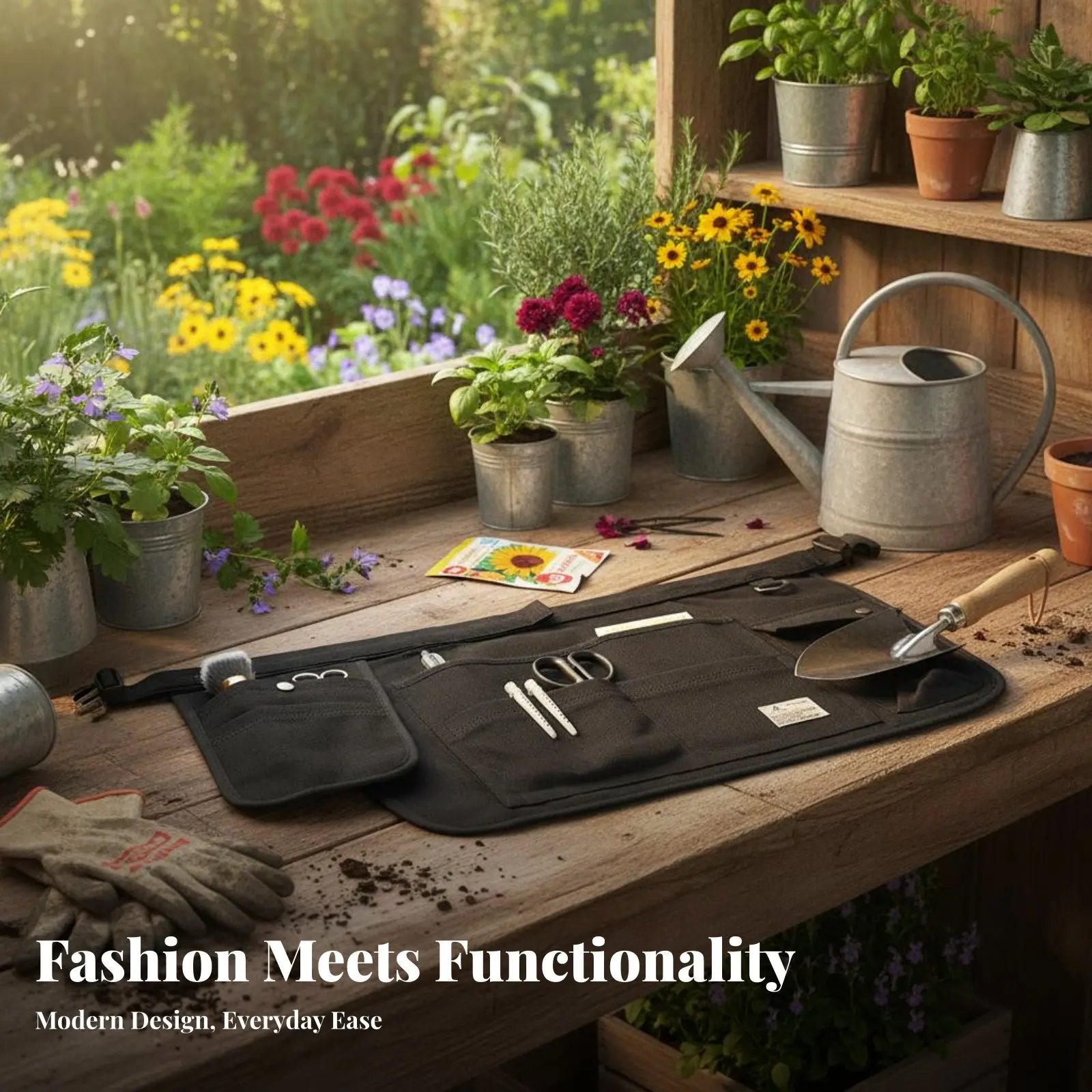 

Multi-Pocket Work Apron Gender-Neutral Design Multi-Pocket Utility Apron Gardening Tool Pouch Sturdy Construction Gardening Tool