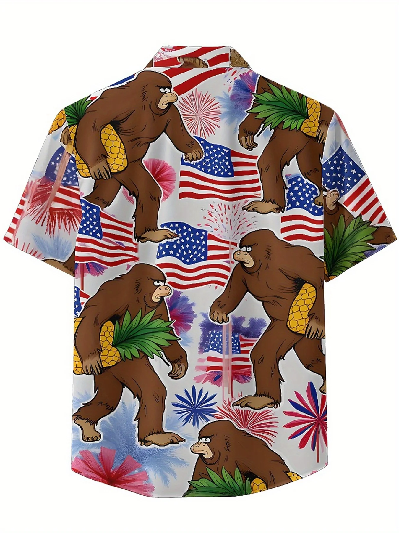 Men's Plus Size Hawaiian Shirts Celebrating The Independence Day with The American Flag pattern, Aloha Shirts,summer Clothes