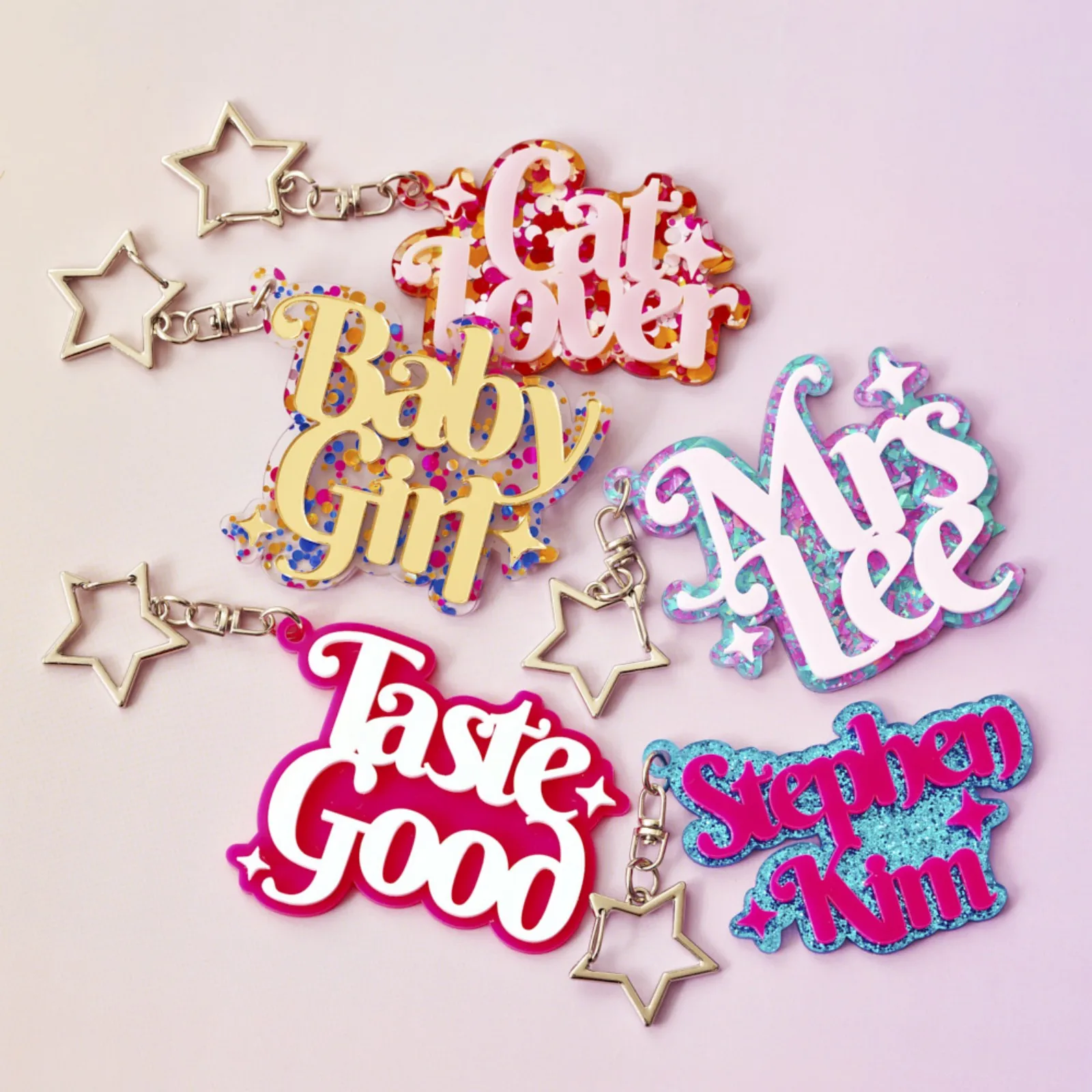 Double Layer Acrylic Keychain for Women, Punk Charm