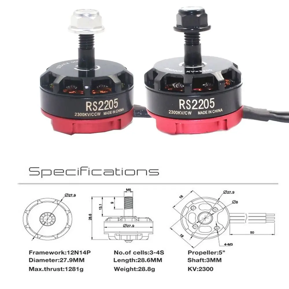 Fai da te RS2205 2300kv CW CCW motore Brushless RC parti di aerei RC motore 5045 elica Mini motore FPV RC QAV250 X210 Racing Drone