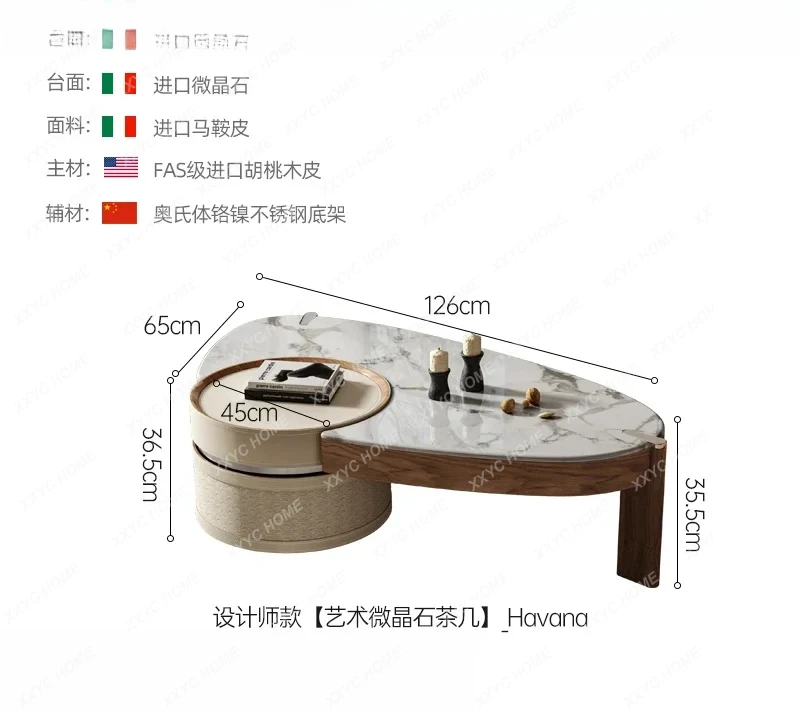 Italian minimalist coffee table designer creative special-shaped microcrystalline stone small apartment coffee table
