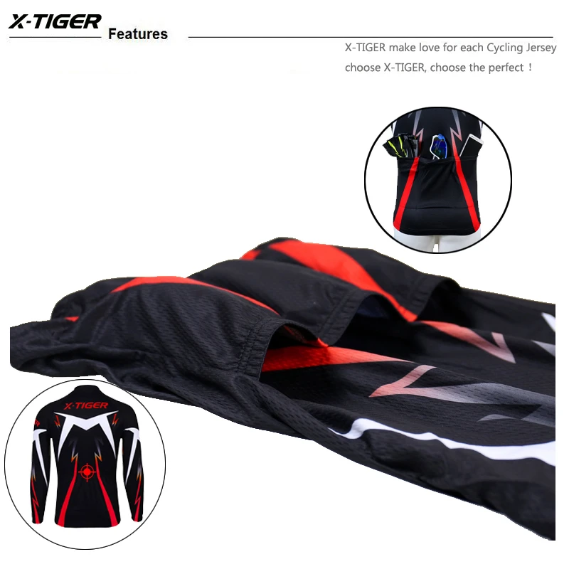 X-Tiger Long Sleeve Cycling Jersey MTB Bicycle Clothing Bike SportsWear Clothes Kit Ropa Ciclismo Maillot Roupa For Man