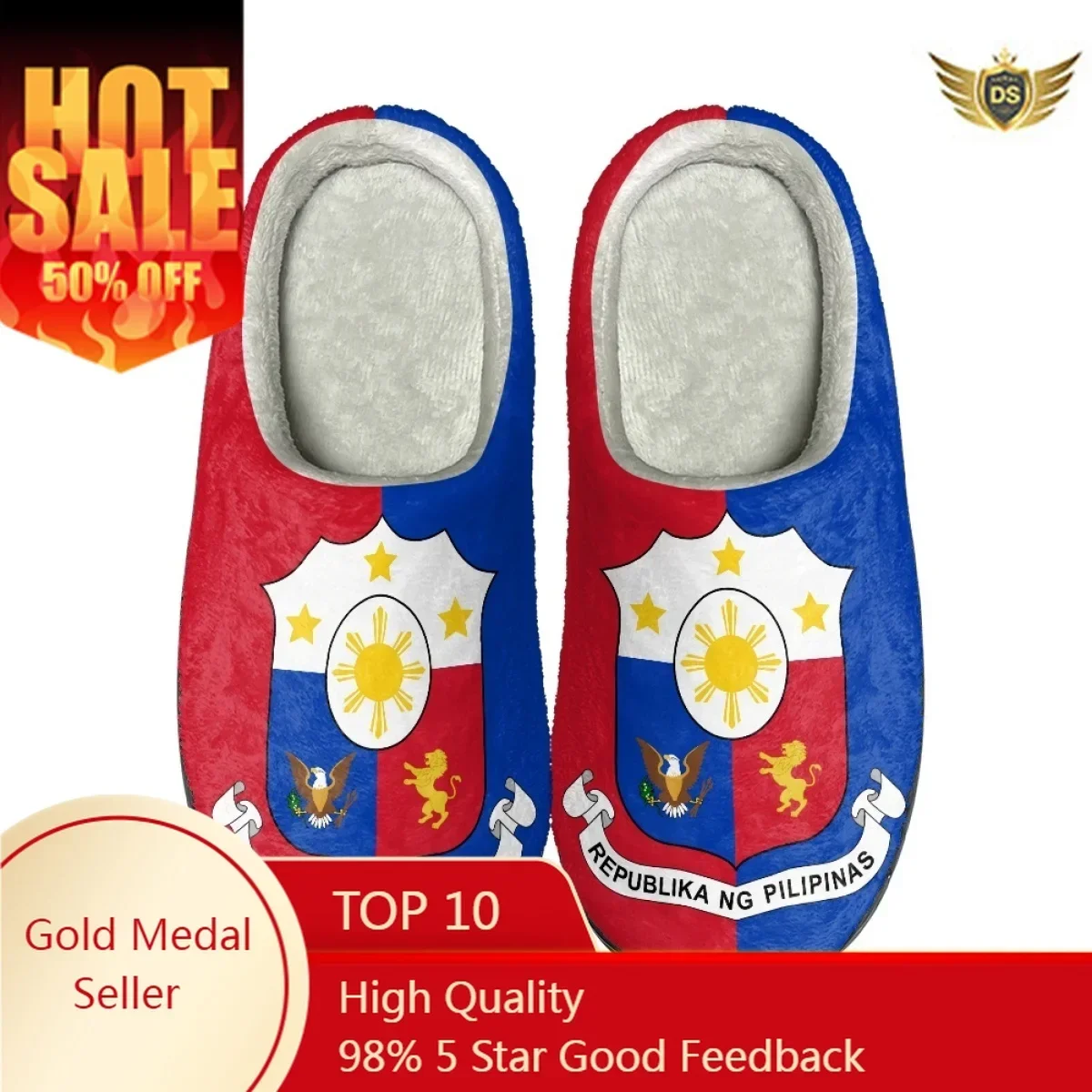 

Winter Warm Cozy Slippers for Women Philippine Flag Print Couples Slides Drop Ship Autumn Winter Bedroom Lady Cotton Slippers