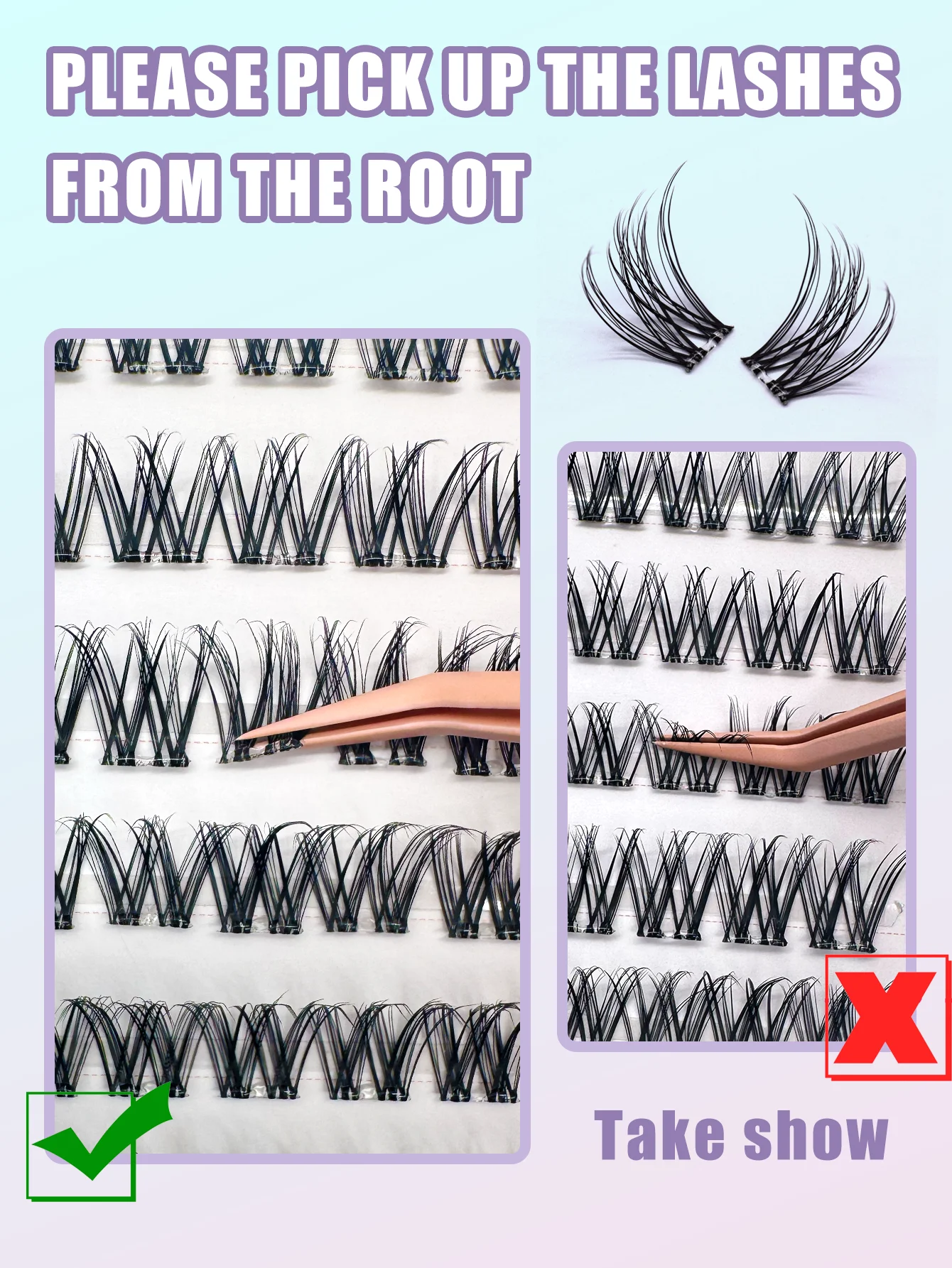 100 Uds pestañas prepegadas grupos de pestañas naturales 10-16mm DIY juego de extensiones de pestañas con pinzas pestañas autoadhesivas esponjosas y tenues