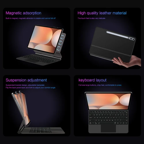 Imagen 2 del producto Funda con Teclado Mágico LFOIQN para Samsung Galaxy Tab S10+ 12.4 pulgadas, S10 FE 10.9, S9+, S8, S7 Plus 11 Ultra 14.6, Funda Protectora Inteligente Delgada