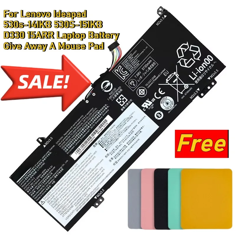 

For Lenovo Ideapad 530s-14IKB 530S-15IKB D330 15ARR Laptop Battery Give Away A Mouse Pad