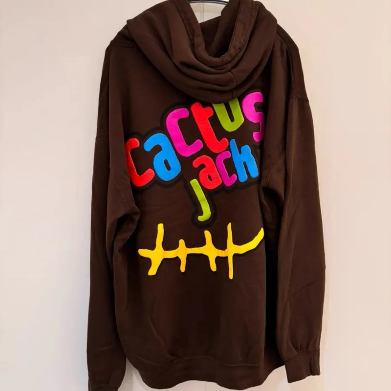 Sudadera con Capucha Winter Cactus Jack, Estampados Coloridos, Letras, Forro Polar, Sudadera con Capucha de Alta Calidad, Estilo Hiphop Urbano, Sudadera Kanye