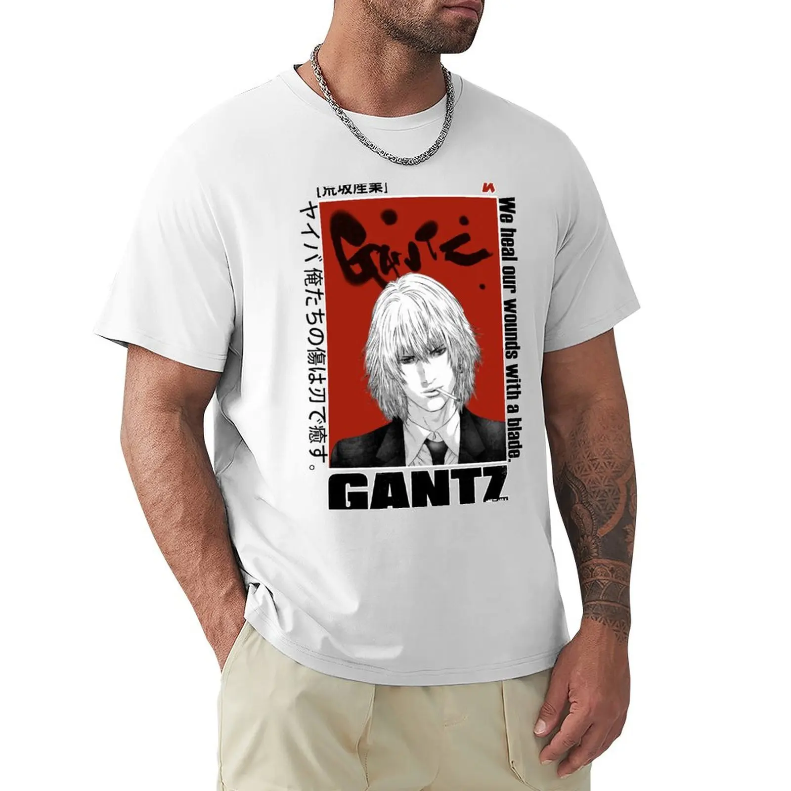 HIKAWA GANTZ, ガンツ , ANIME BLACK,WHITE and RED T-Shirt sublime graphics fruit of the loom mens t shirts