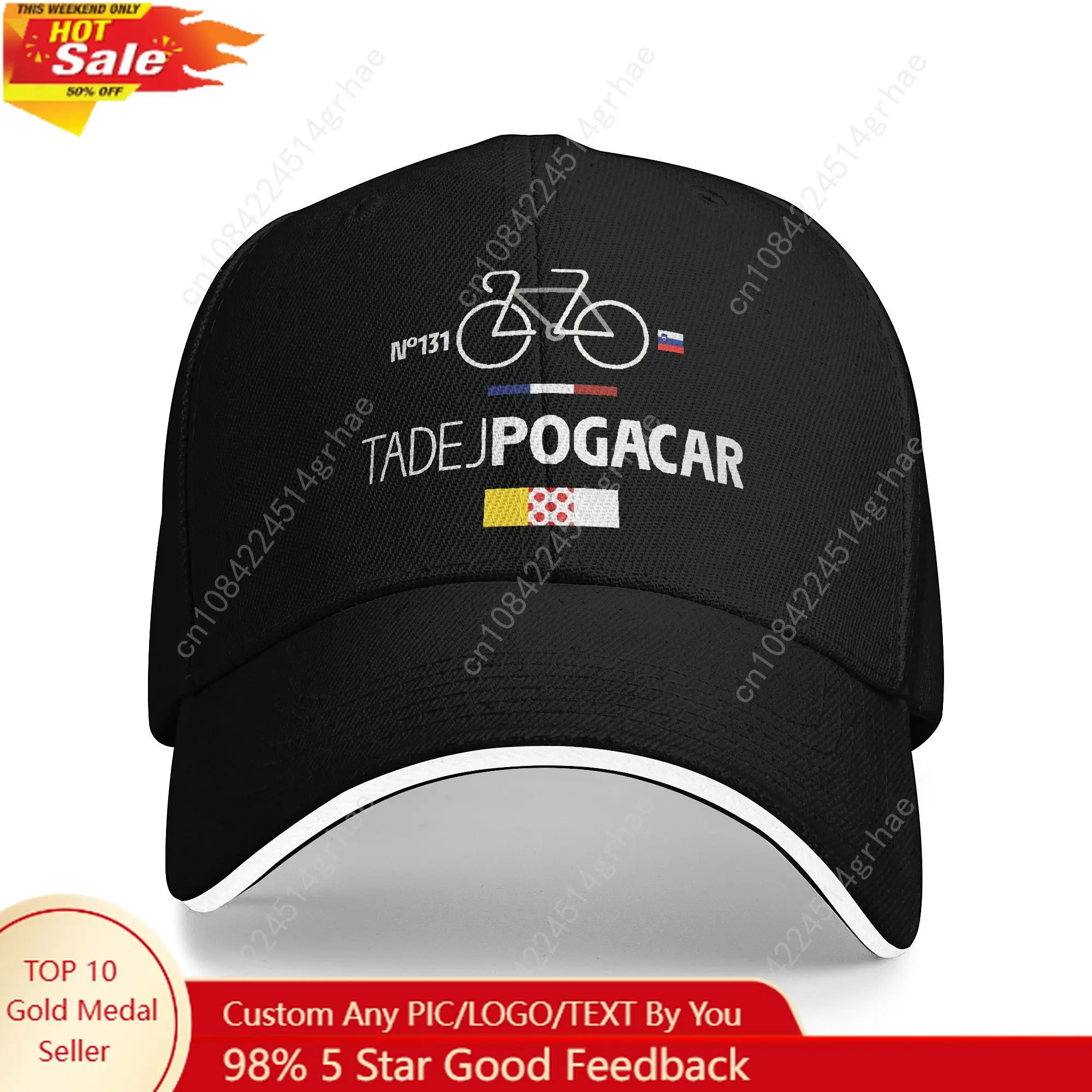 

Adult TADEJ POGACAR Cycling Sandwich Hat Hip-Hop Baseball Cap Snapback Caps Sun Hats Breathable Sports Cap Summer