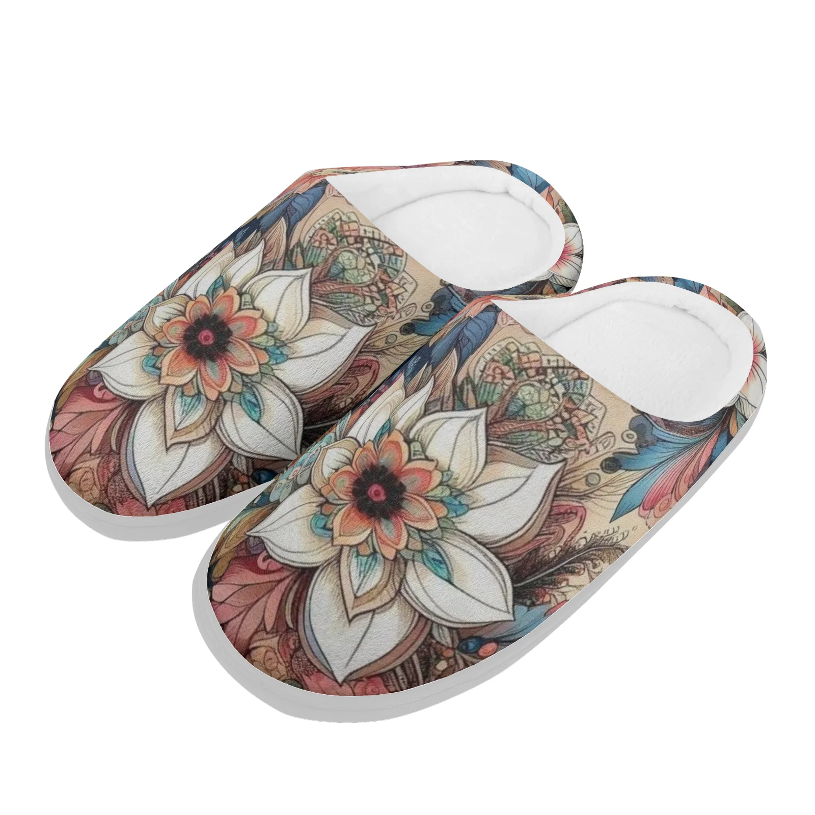 

Bohemian style prints Home Cotton Slippers for High Quality Plush Casual Keep Warm Shoes Thermal Slipper