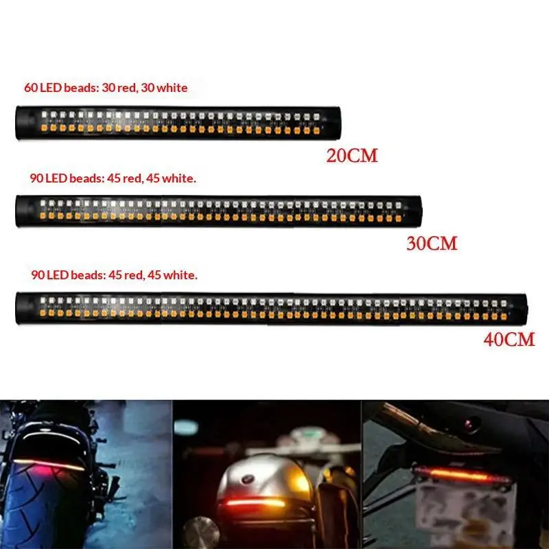 Motorcycle Flexible LED Tail Light Multi-mount Option 20cm 30cm 40cm for Dirt Bike ATV Warning Lighting