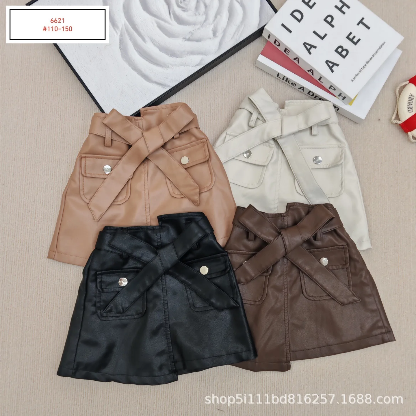 

Black Girls skirt PU leather 2025 autumn new coffee