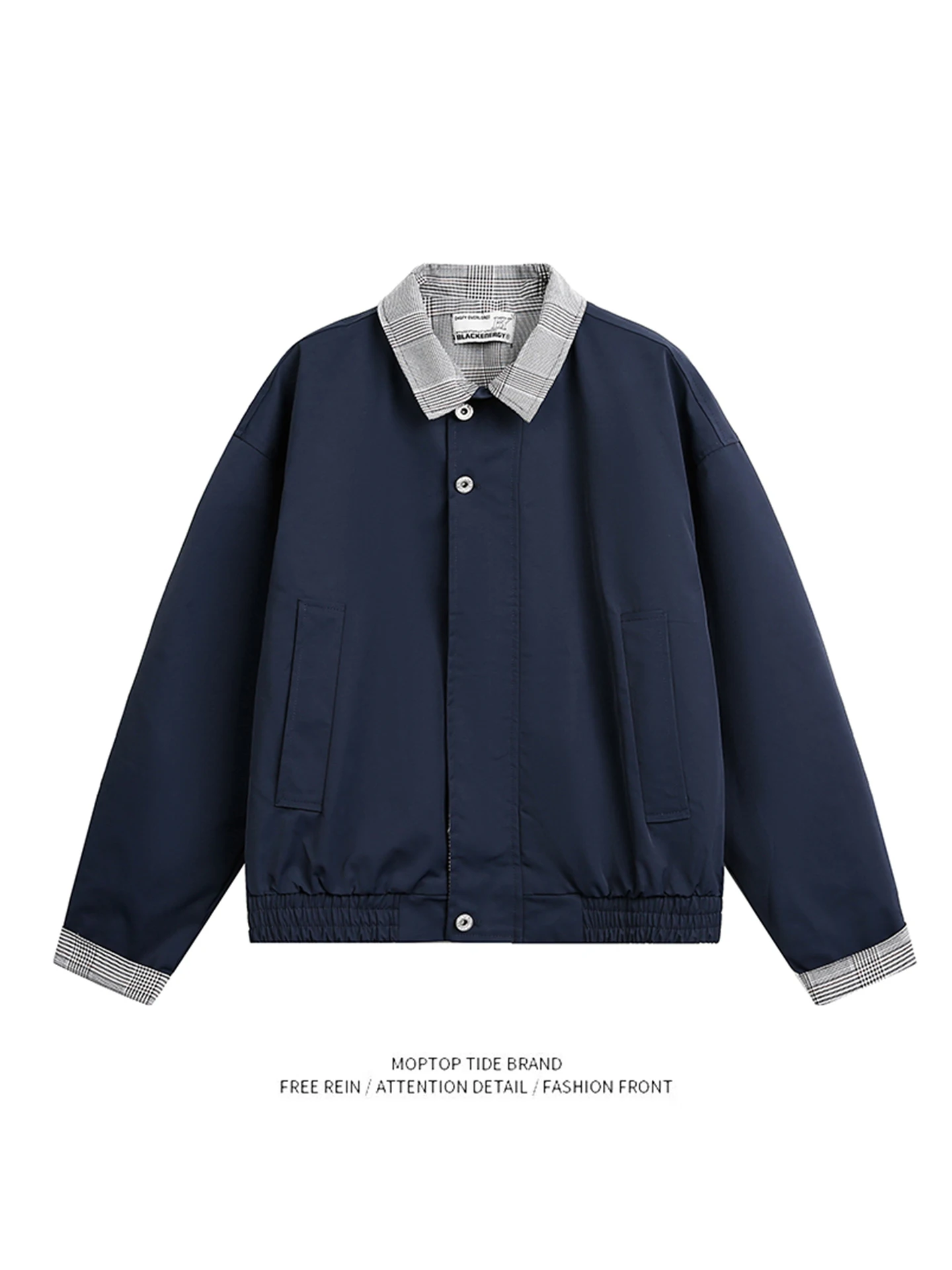 

Mr. WH American Retro Contrast Color Plaid Collar Jaet Loose ex Spring Trendy Brand Couples Outerwear Youth Sle