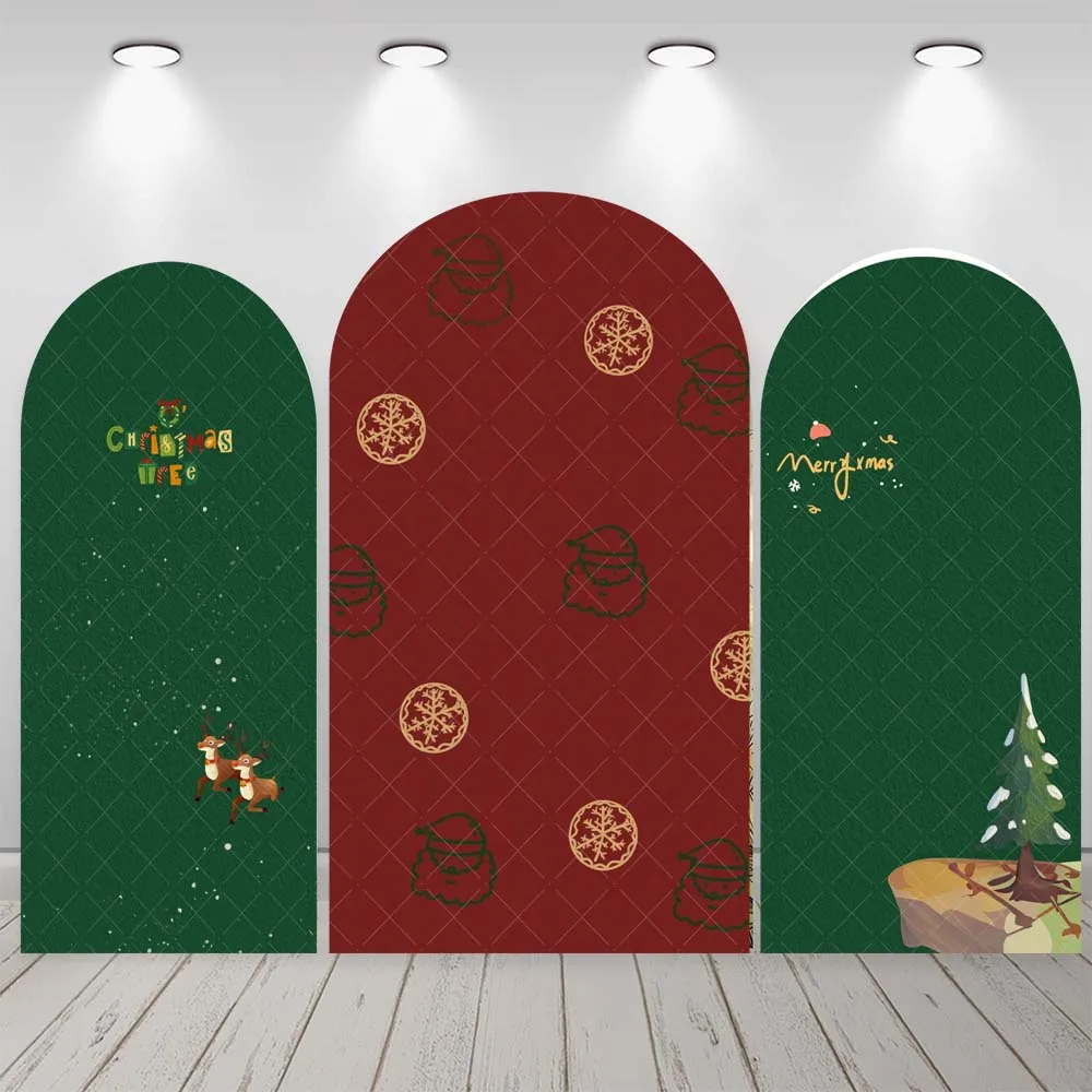 Christmas Cartoon Red Green Christmas Tree Kid Baby Gift Family Party Arch Backdrop Custom KidRoom Photo Poster Decor Background