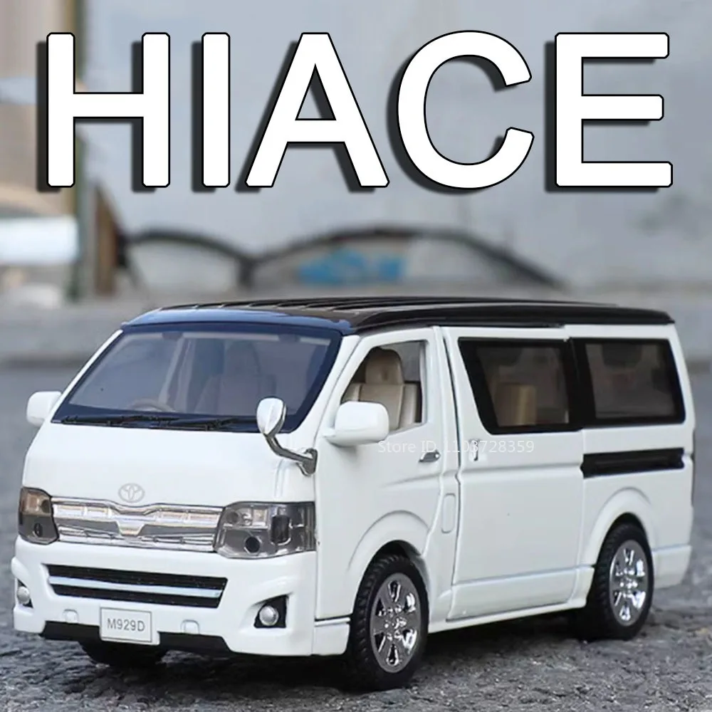 Modelo de coches de juguete Hiace Alphard MPV a escala 1:32, puertas de luz con sonido fundido a presión de aleación, modelos de coches en miniatura abiertos, regalos para niños
