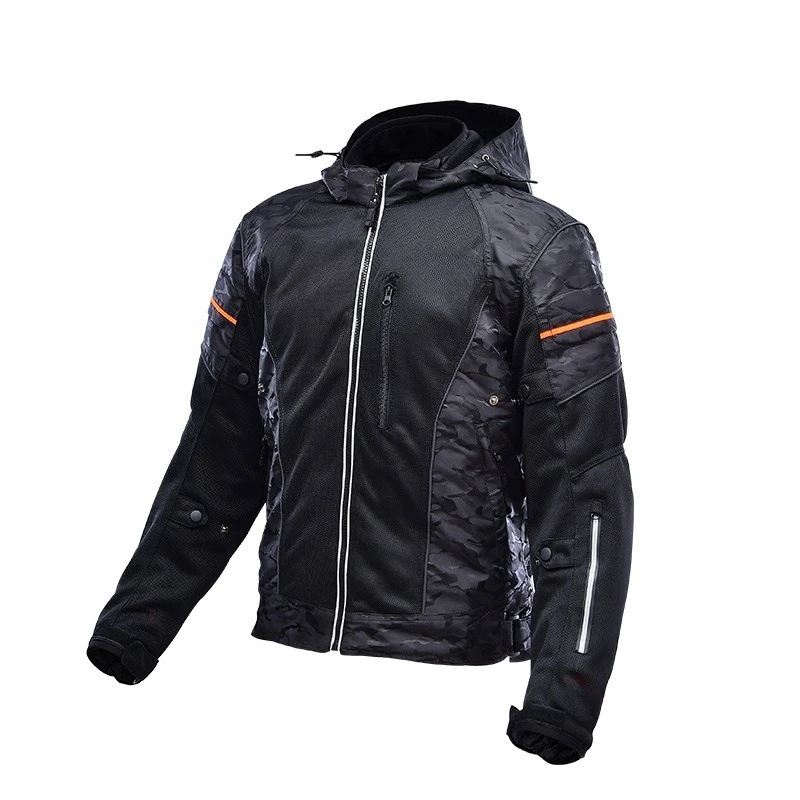 

New mesh motorcycle riding suit men's summer breathable windproof waterproof drop-proof motorcycle jacket black camouflage