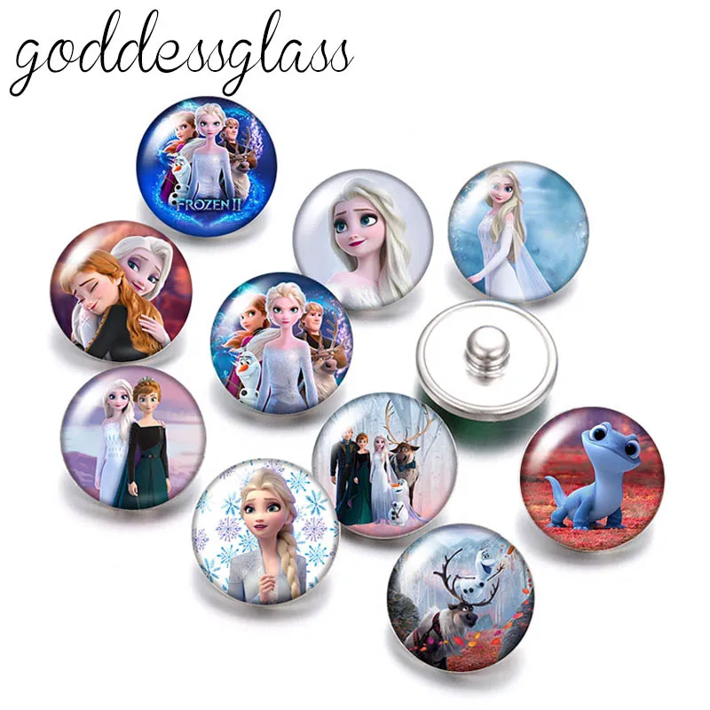 Princess Elsa&Anna Sisters Love Olaf 10pcs Round photo 12mm/18mm snap buttons for 12mm/18mm snap keychain jewelry wholesale