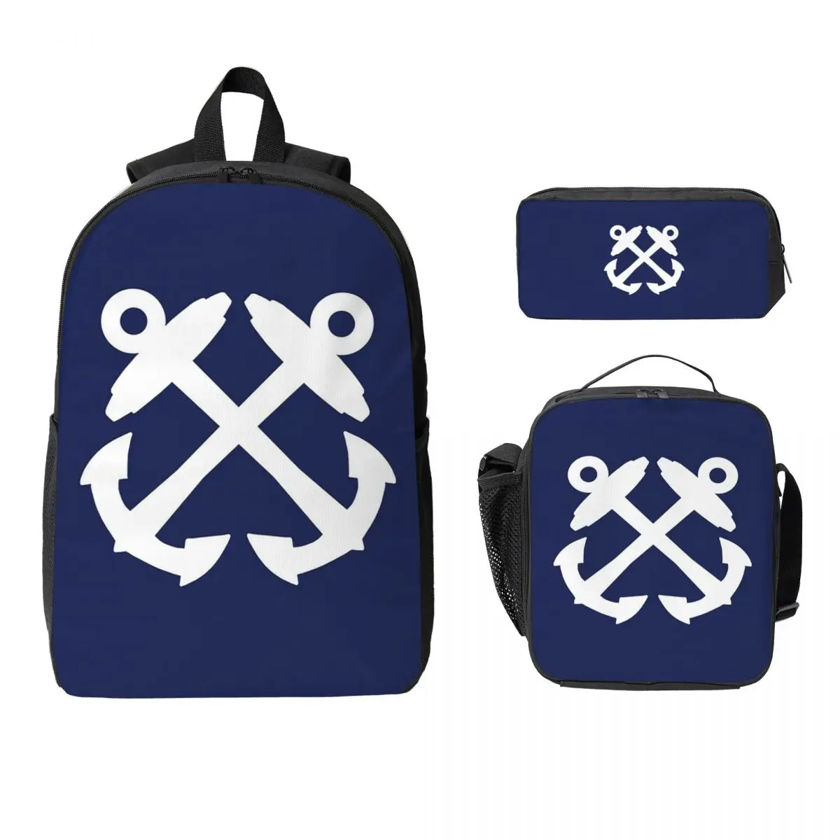 

Boatswains Mate Crossed Anchors Backpack Student Boys Girls BookBag School Bag Shoulder Bags 3ps Insulated Lunch Bag Pencil Case