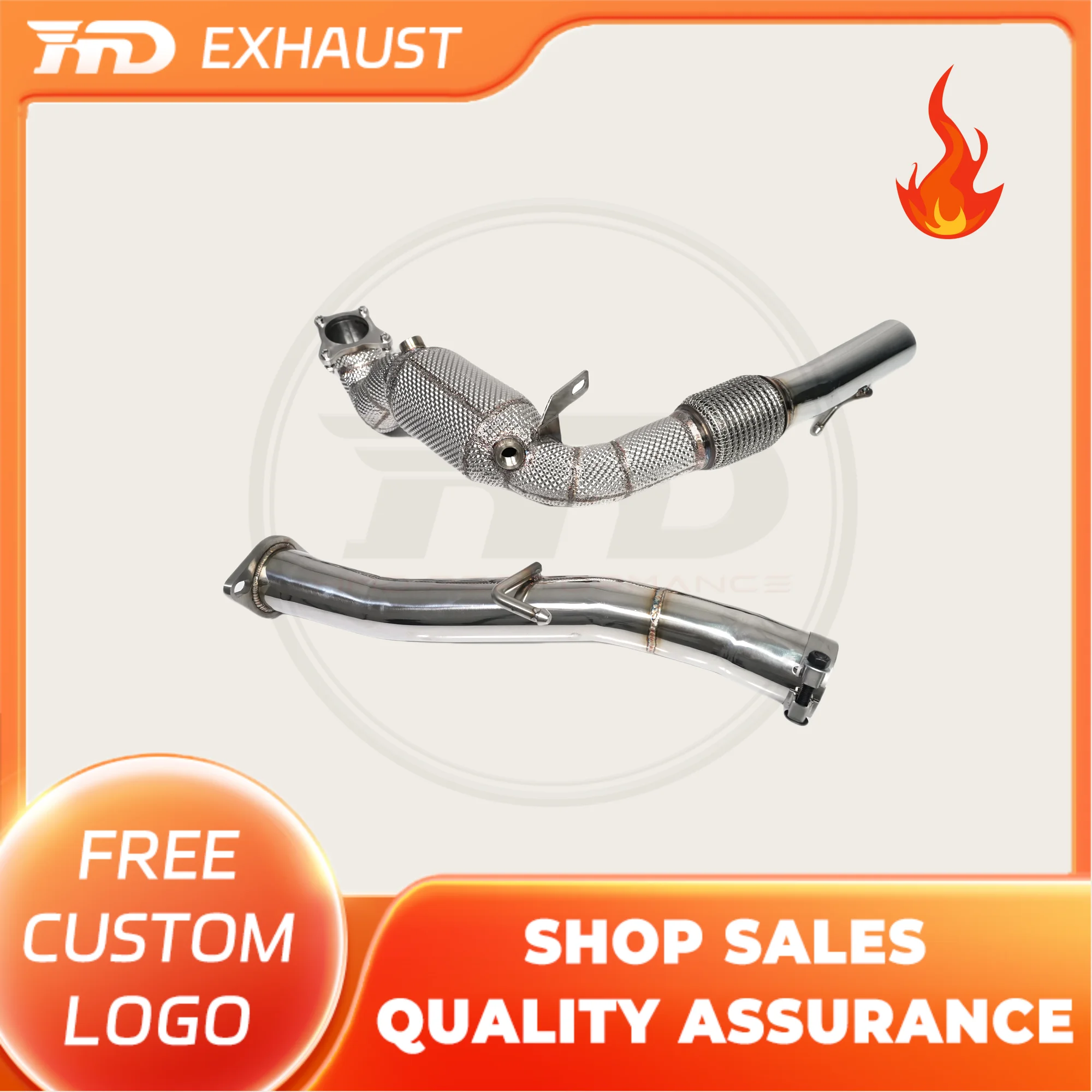 

HMD Exclusive Customization High Performance Stainless Steel Downpipe For Audi A1 1.4T Exhaust With Heat Shield Car Accessories