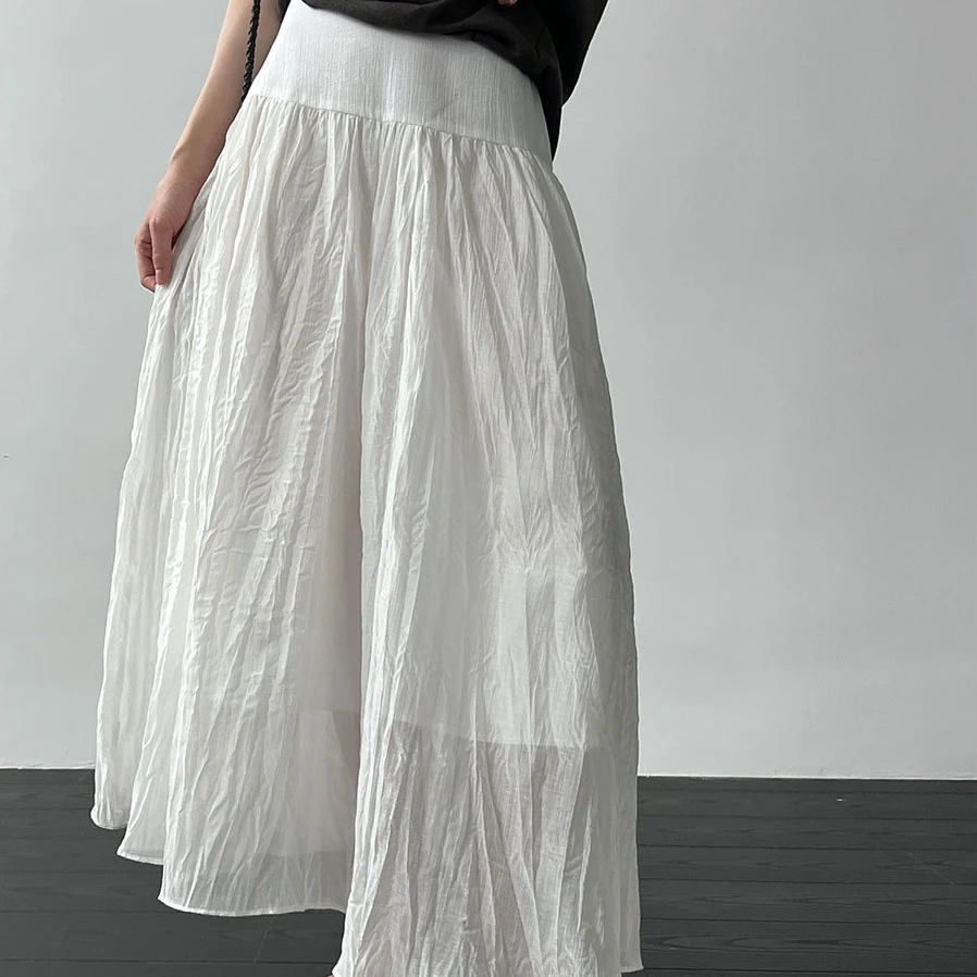 

Skirts Women Mid Length Skirt A Line Elastic Waist Slim Fit Causal Regular Solid Elegant Splice Y2k Streetwear Work 2026 Spring