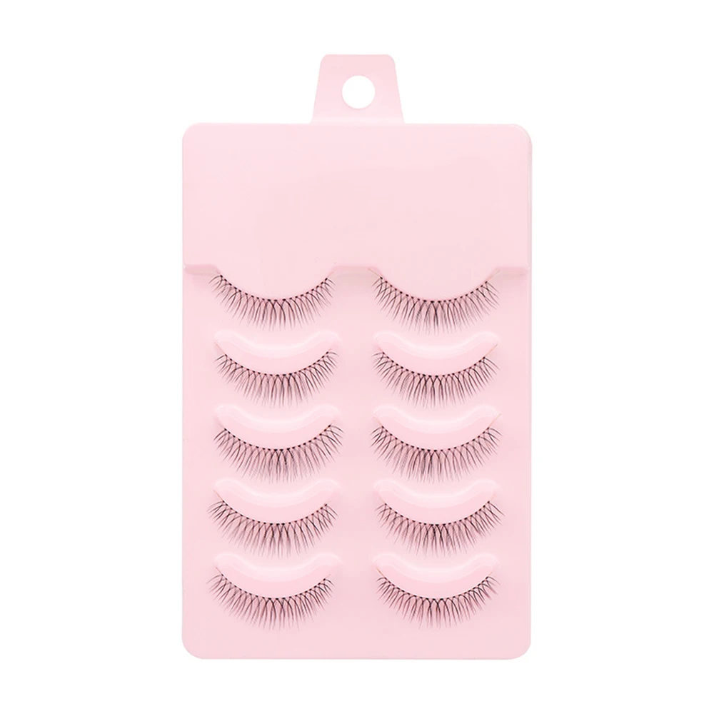 5 Pairs Whole Strip Manga Lashes Soft Natural Long False Eyelashes Transparent Stem Fake Eyelash Design DIY Extension