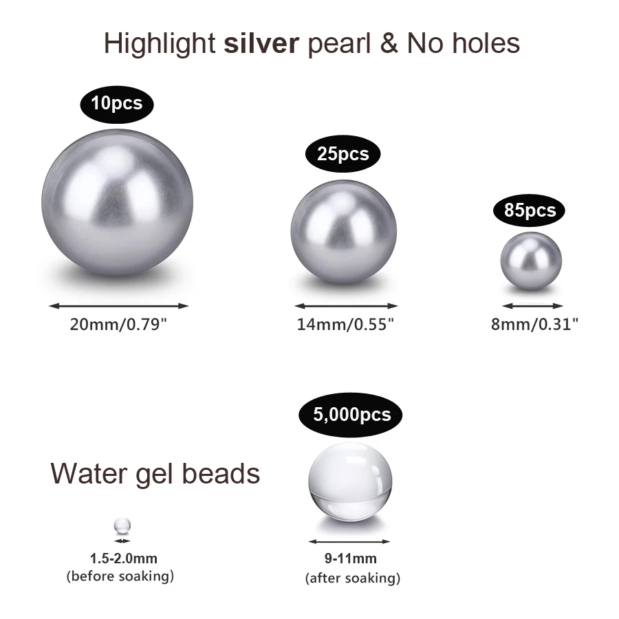 5120pcs Vase Filler Decoration No Hole Imitated Pearls Wedding Table Party Decor DIY Highlight Beads for Floating Candle Holders