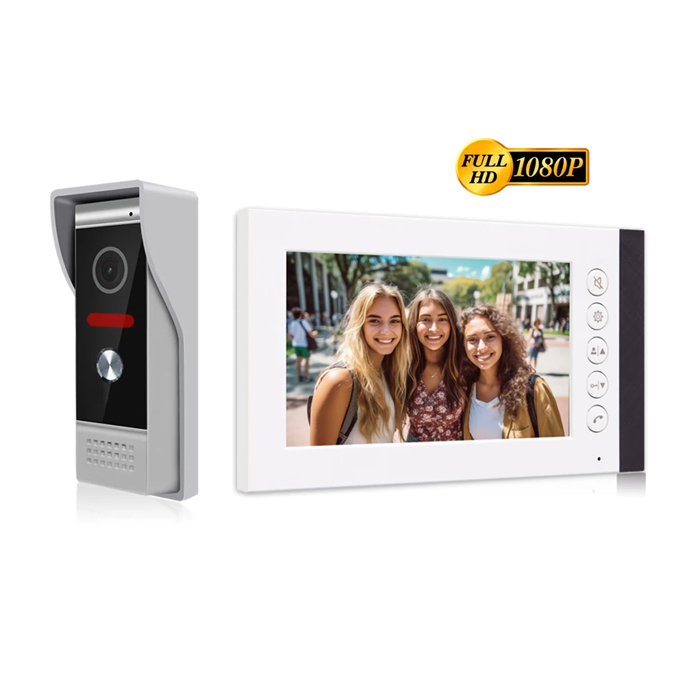 Sonnette de moniteur AHD avec écran LCD transparent, interphone filaire, étanche, entrée vidéo extérieure, interphone vidéo pour la maison, téléphone, 7 pouces