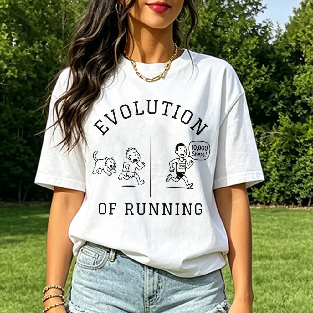 Evolution of Running Funny Runner T-Shirt Track 5k 10k 15K & Marathon Humor Athletic Run Tees Fitness Wear Gym Outfit Cotton Tee