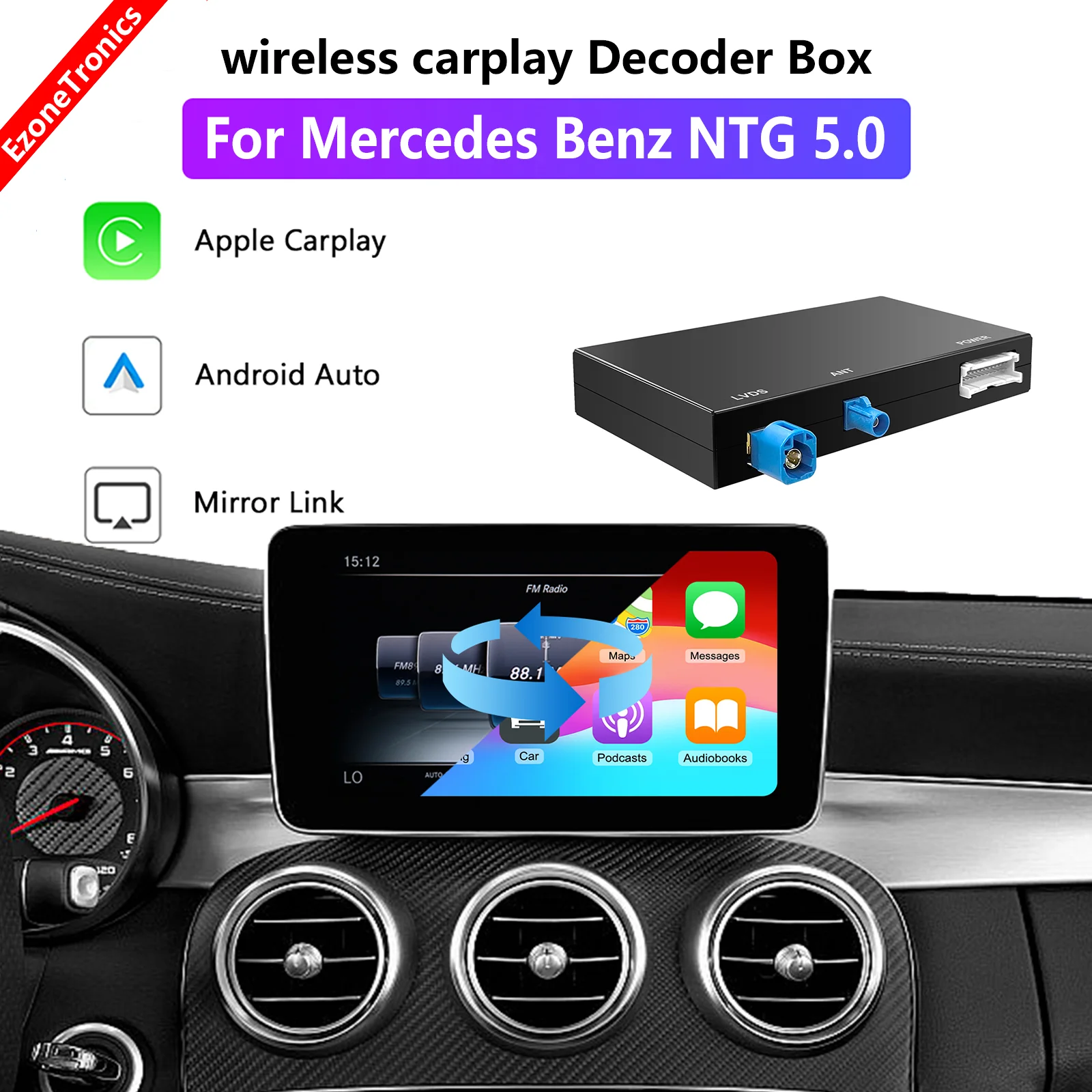 EZonetronics Wireless CarPlay Android Auto комплект для модернизации декодер для Mercedes Benz W176 W246 W218 C117 W212 W216 X156 C253