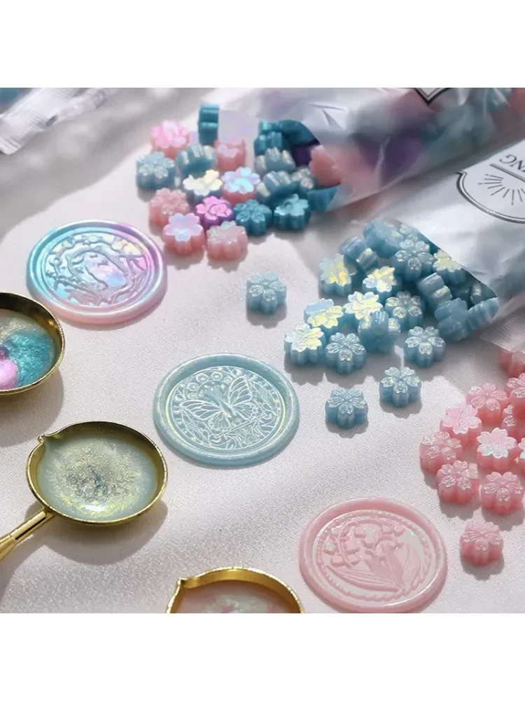 90 Stuks Gemengde Kleur Glitter Sakura Lakzegel Zegel Stempel Kralen Diy Cadeau Envelop Bruiloft Uitnodiging Oude Zegel Waszegel Maken Gereedschap - afbeelding 2
