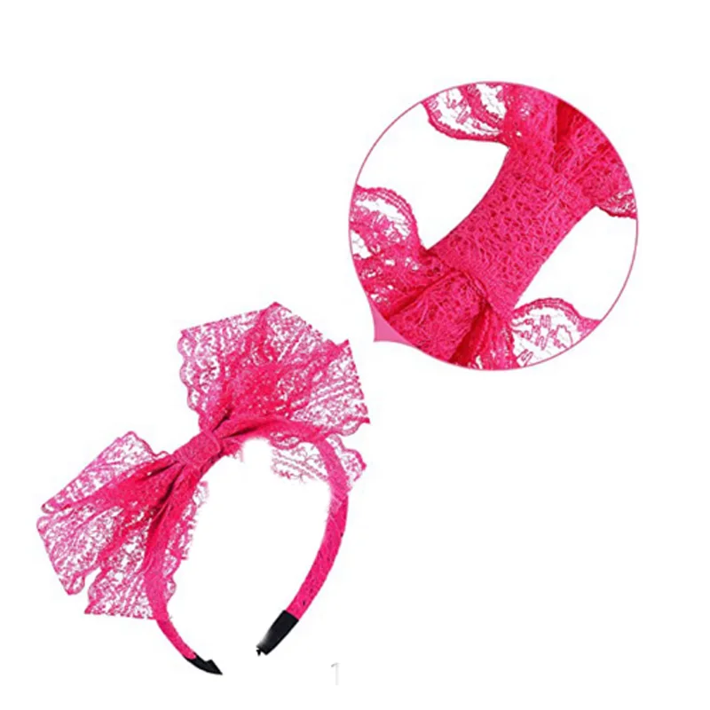 Akcesoria lata 80. Damska koronkowa opaska na głowę Kolczyki Rękawiczki z siatki Naszyjnik Bransoletka na imprezę retro w stylu lat 80. Halloween