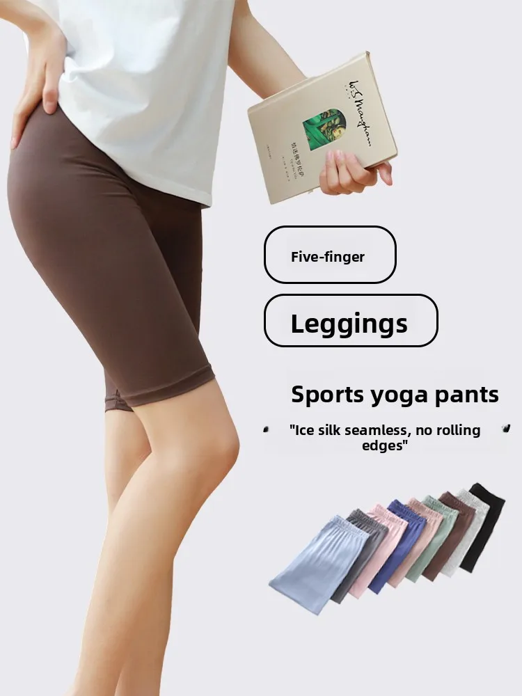 Pantaloni da yoga Mod Slim Fit Pantaloni sportivi sottili da donna Pantaloni casual di grandi dimensioni Lunghezza cinque quarti Fibra stiy 95% uretano E...