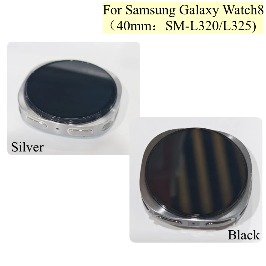 Para Samsung Galaxy Watch8 (40mm: SM-L320/L325) Tela de Relógio Prata/Preta com Aro Acessórios de Substituição para Smartwatch
