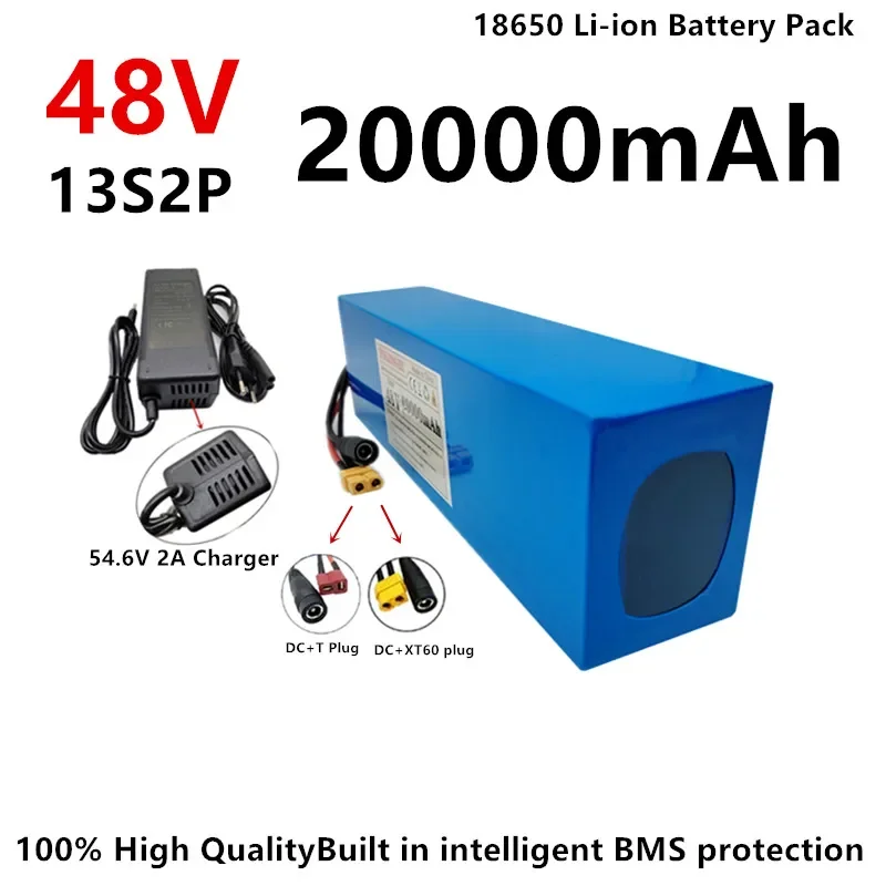 Batterie Li-ion rechargeable 13S2P 48V 20000mAh 18650, chargeur 54.6V 2A