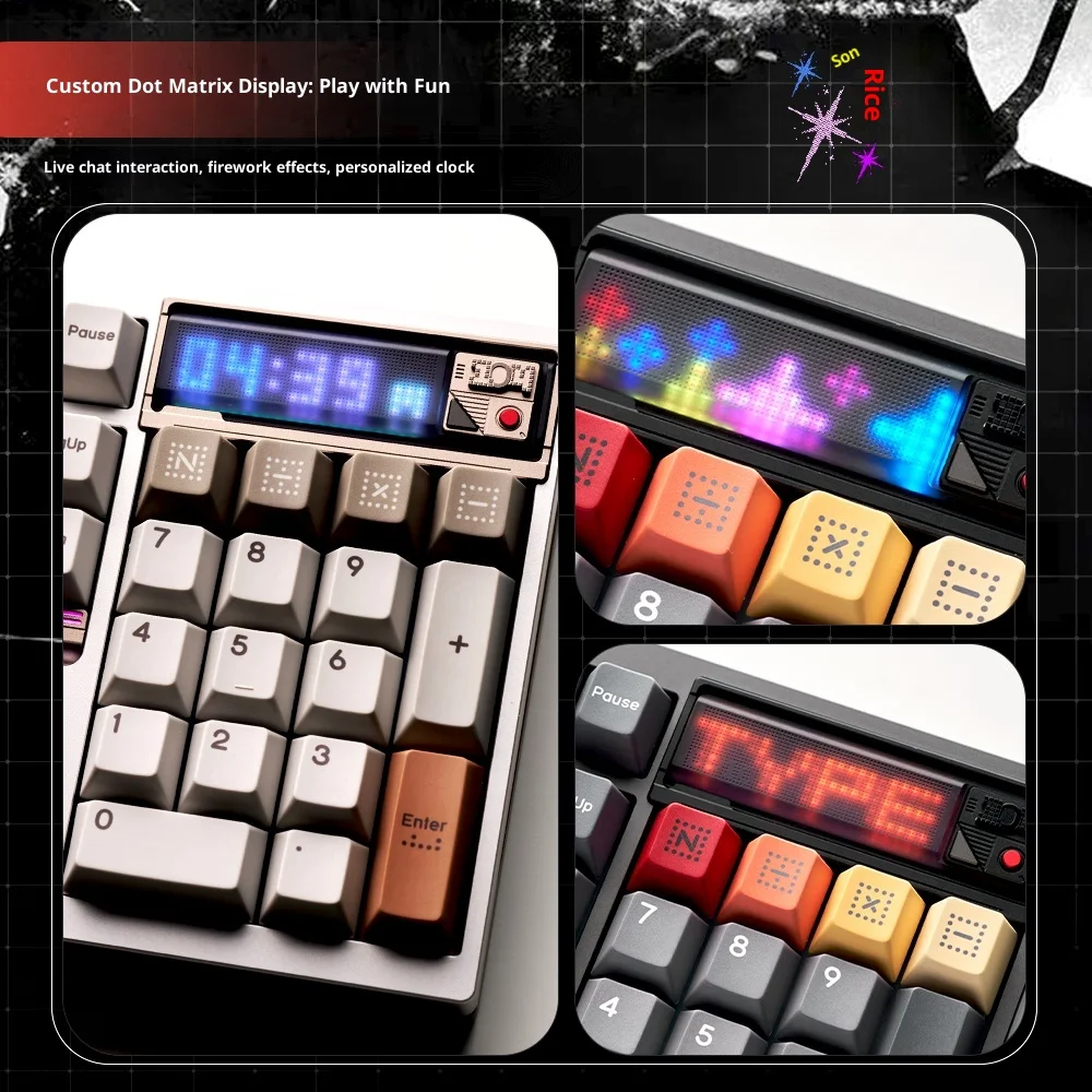 TICKTYPE DP104 คีย์บอร์ดแบบกลไกไร้สาย คีย์บอร์ดสามโหมด คีย์บอร์ดแบบถอดเปลี่ยนได้ทันที ผลิตจากอะลูมิเนียมอัลลอยด์ พร้อมหน้าจอ อุปกรณ์เสริมสำหรับพีซี รองรับระบบปฏิบัติการวินโดวส์/แมค