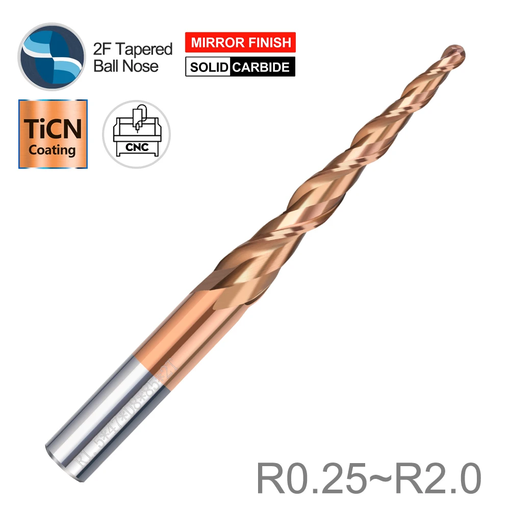 Imagem -02 - Xcan-ball Nose Cônico End Mill Carbide Milling Cutter Cnc Spiral Router Bit Madeira Metal Milling Tool 3d Carving Bit Flauta