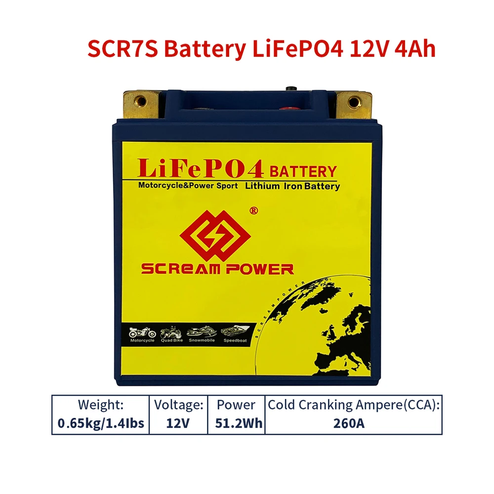 Model 7S LiFePO4 Motorcycle Lithium ion Battery 12V 48Wh CCA 260A Lithium iron Phosphate Scooter Batteries YTZ7S YTZ7S-BS CTZ7S