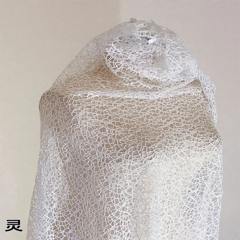 Mesh Fabric Hollow Perspective Soft Designer Checkered Lace Clothing Diy Sewing Material By The Meter Wholesale Cloth