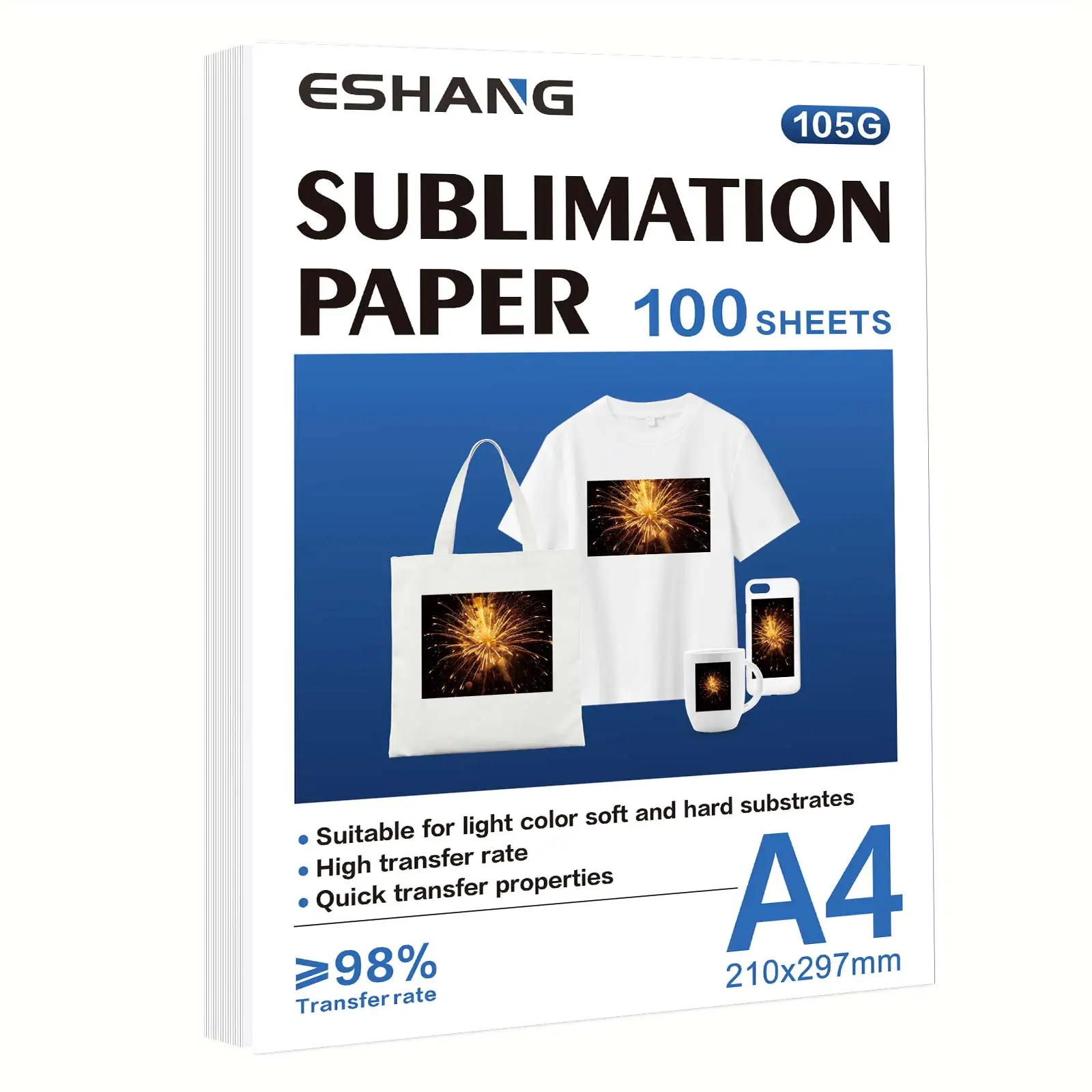 ESHANG 105G Sublimation Transfer Paper for Inkjet Printers ( Sublimation Ink), Suitable for Mugs, T-shirts & Light Fabrics.