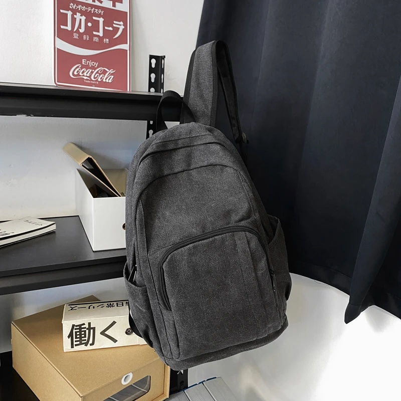 Zaino da donna in tela di alta qualità tinta unita zaino da viaggio di grande capacità zaino da studente Casual di moda per Laptop Unisex