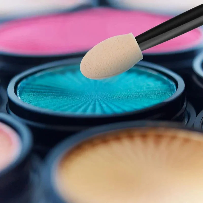 Wholesale50/100PCS Disposable Dual Sides Applicators Eye Shadow Sponge with Container Length Eyeshadow Brushes Makeup Applicator