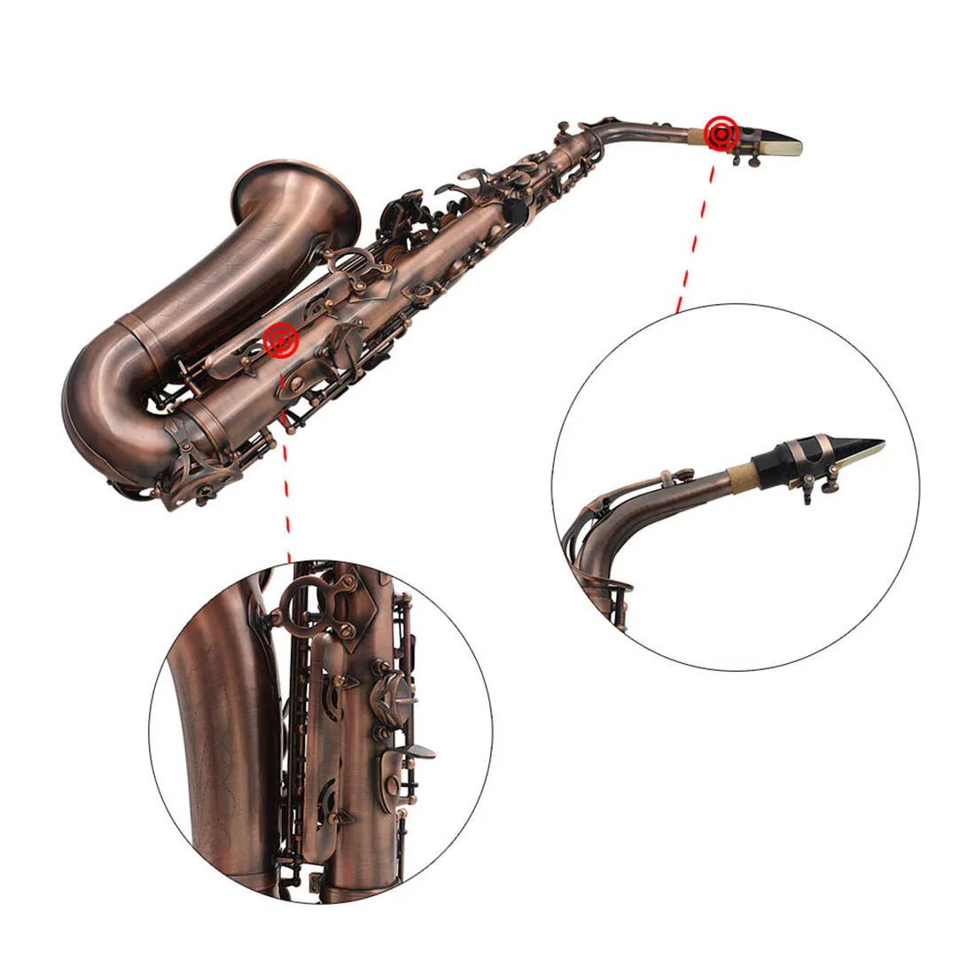 Hooqu Alto Saxophone High Quality Eb Curved Alto Saxophone Hand-carved Retro Brass Color Saxophone