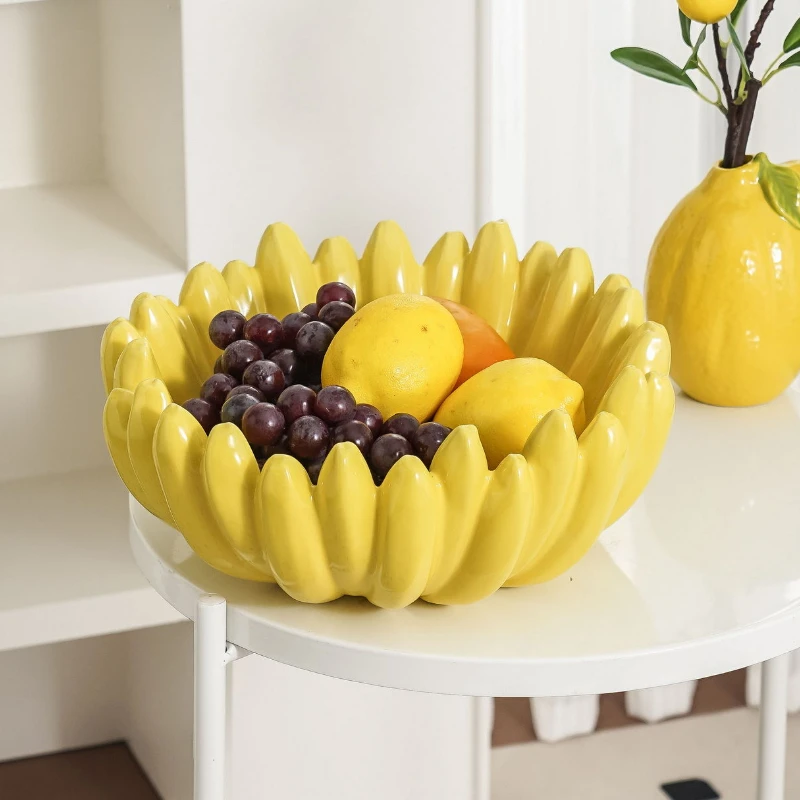 Banana Green Simple Fruit Plate Ceramic Small Fruit Plate Household Creative Snack Plate Restaurant Hotel Tableware Storage Tool