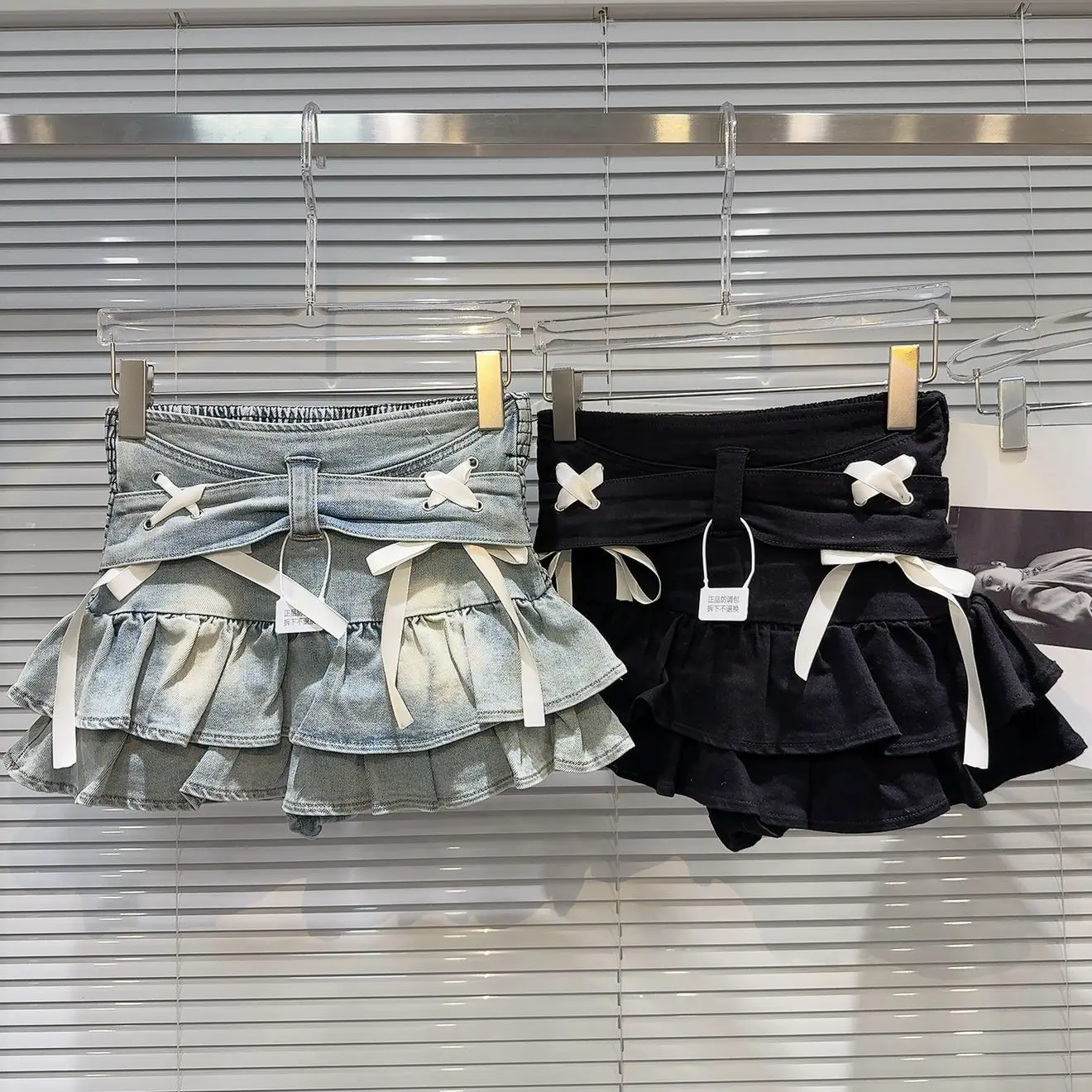 

American Vintage Tie Up Bow Denim Cowboy Skirt for Women 2025 Summer New Spicy Girl Slim Waist Mini Skirt Trendy Y2k Skirt