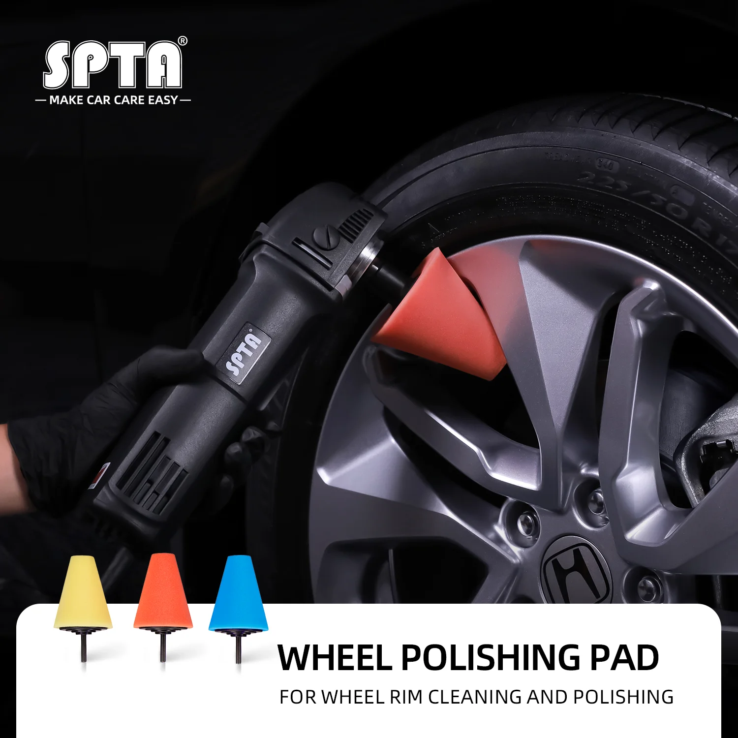 (Bulk Sale) 2-10Pcs SPTA Auto Wheel Hub Polishing Foam Sponge Cone Detailing Ball for Car Vehicle Supplies