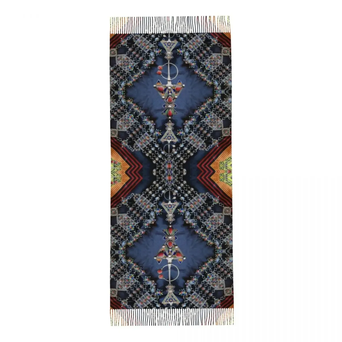 Bufanda de alfombra con estampado personalizado para hombres y mujeres, bufandas cálidas de estilo geométrico de África, envoltura de Chal, joyería Kabyle, Invierno